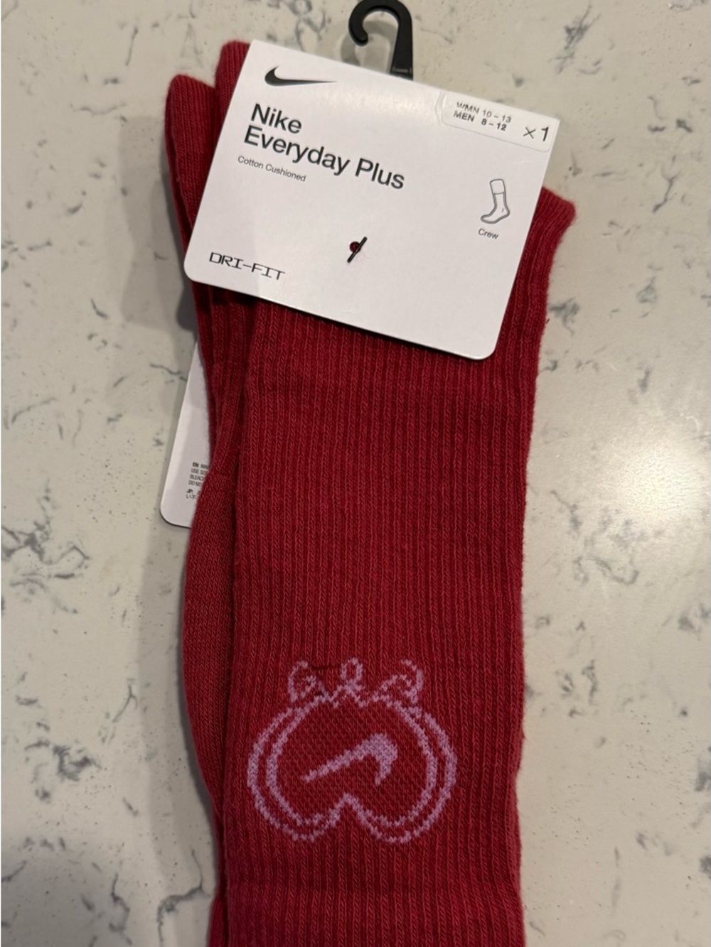Nike Everyday Plus Crew Socks - Red with Light Pink Logo